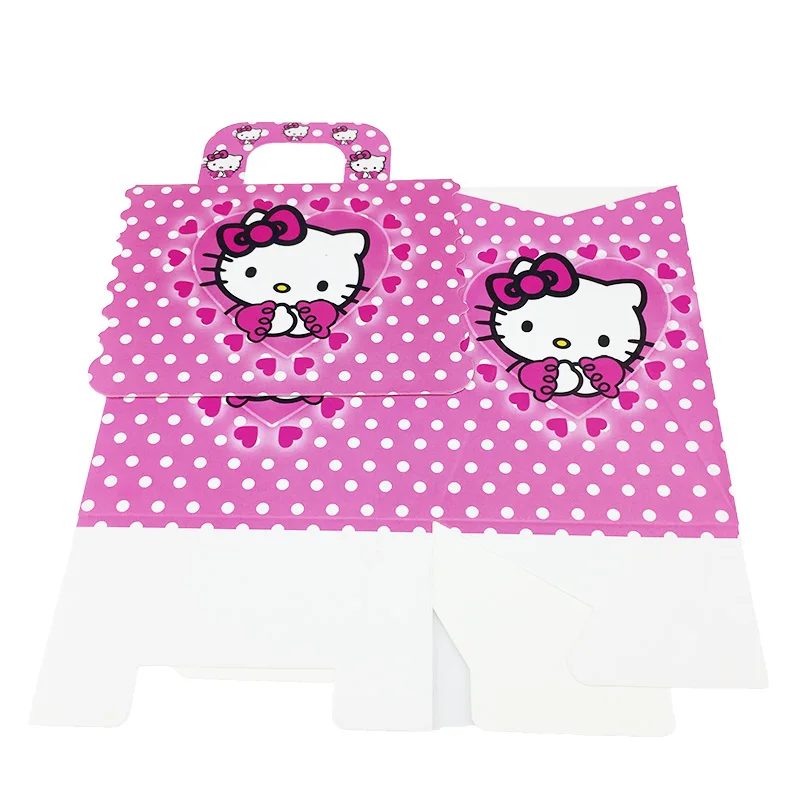 6pcs/lot hello kitty hand bags candy box decor party lovely loading gift for kids happy birthday decoration supplie | Дом и сад