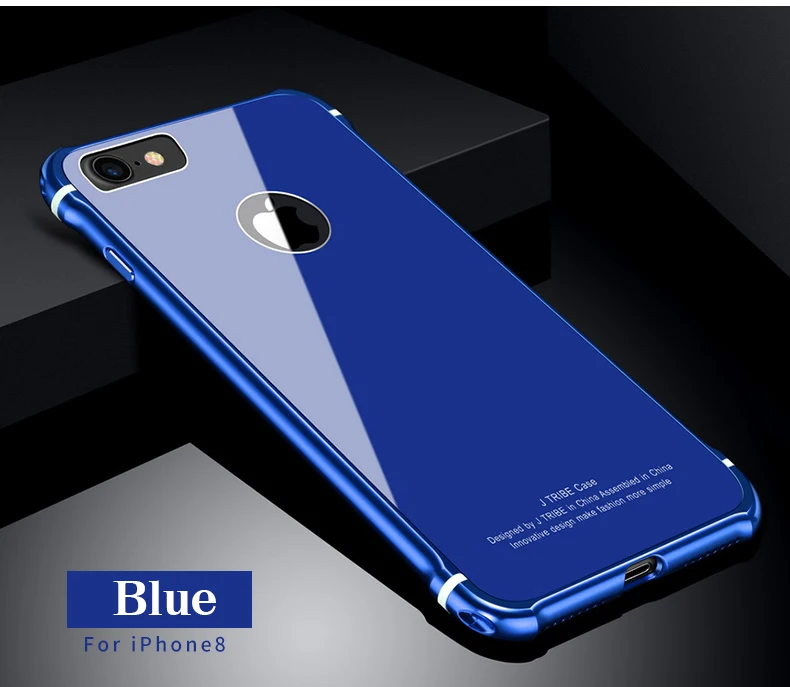Leanonus чехол для iPhone 8 8 Plus чехол Роскошный Алюминиевый бампер+ Задняя Закаленное стекло-Броня Крышка корпуса для iPhone 8 Plus 7Plus