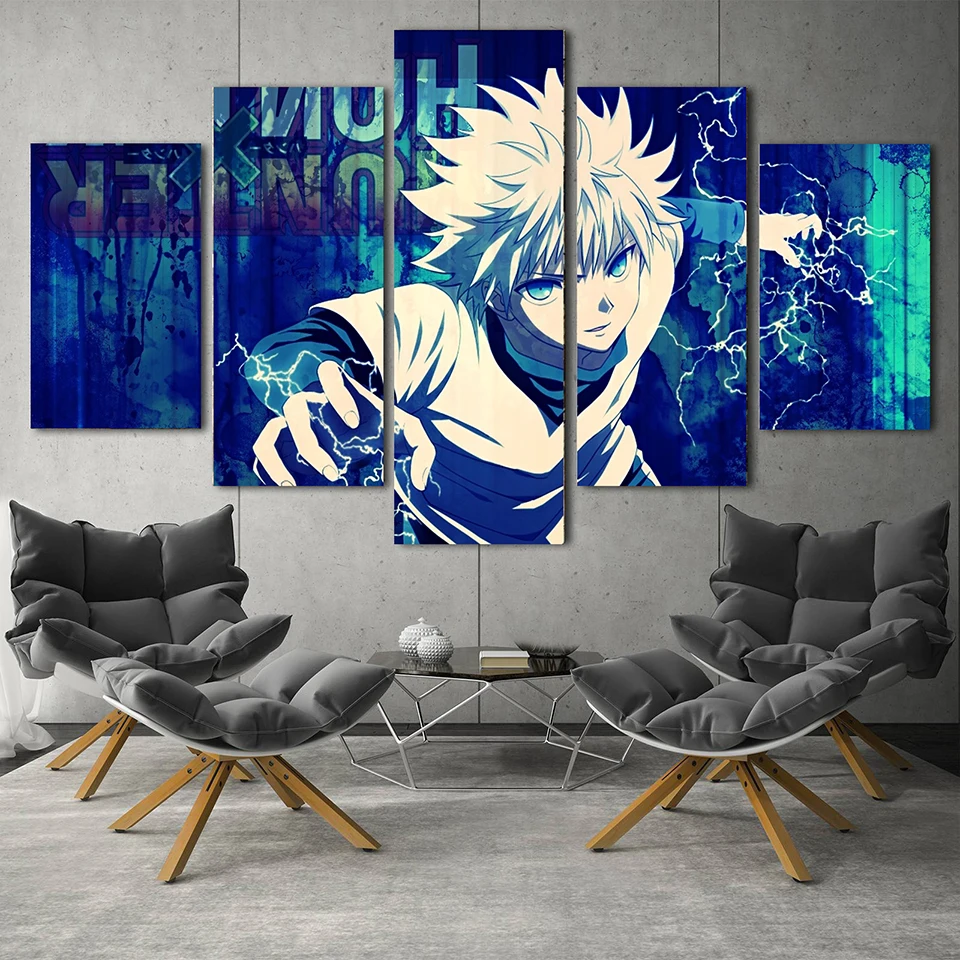 

Home Decor Prints Painting 5 Panel Hunter X Hunter Pictures Animation Wall Art Modular Canvas Poster Modern Bedside Background