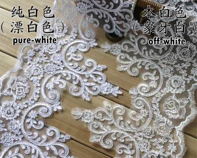 Pure white 3yards Новинка, 11 цветов, красное Европейское свадебное кружевное украшение в виде машины и кости, кружевная отделка, свадебное платье, ткань, Ширина 21 см, 3 ярда/партия - Цвет: Pure white 3yards