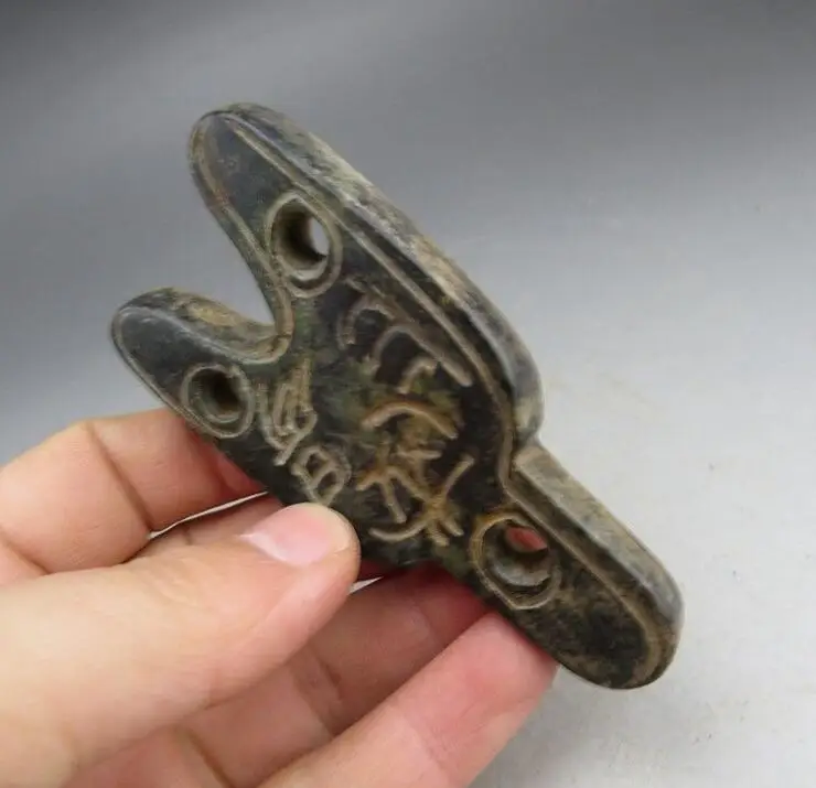 

Chinese jade,Hongshan culture,Black magnet,jade,choi,pendant K000