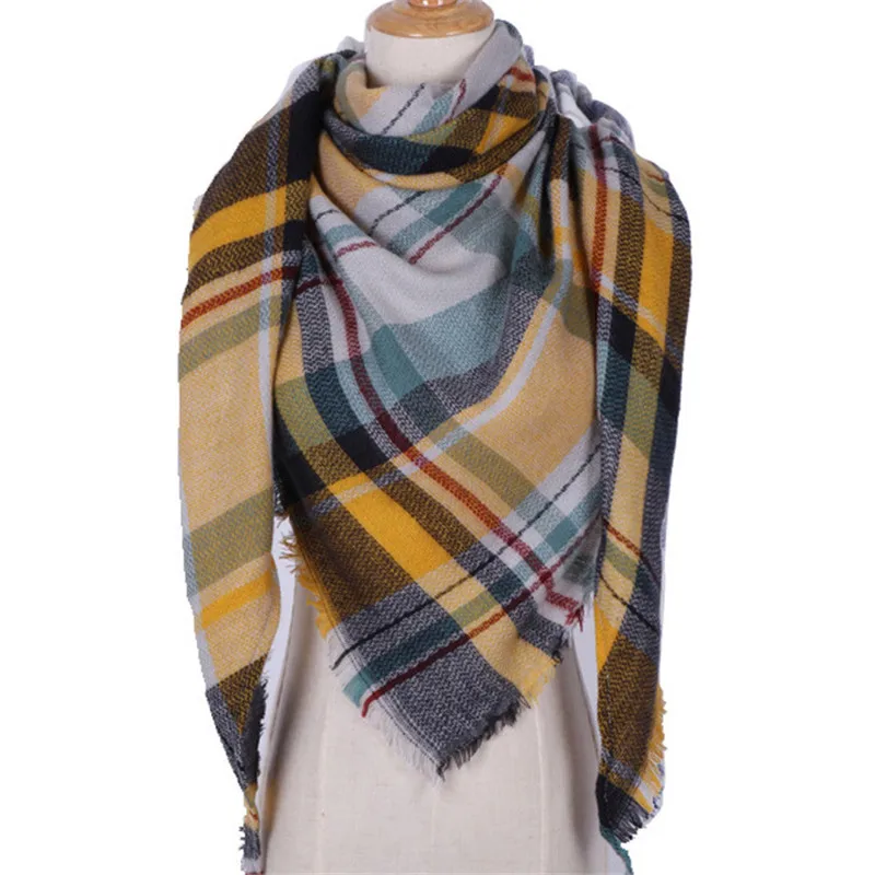 2018 зимний треугольный шарф для женщин длинный вязаный шерстяной платок плед