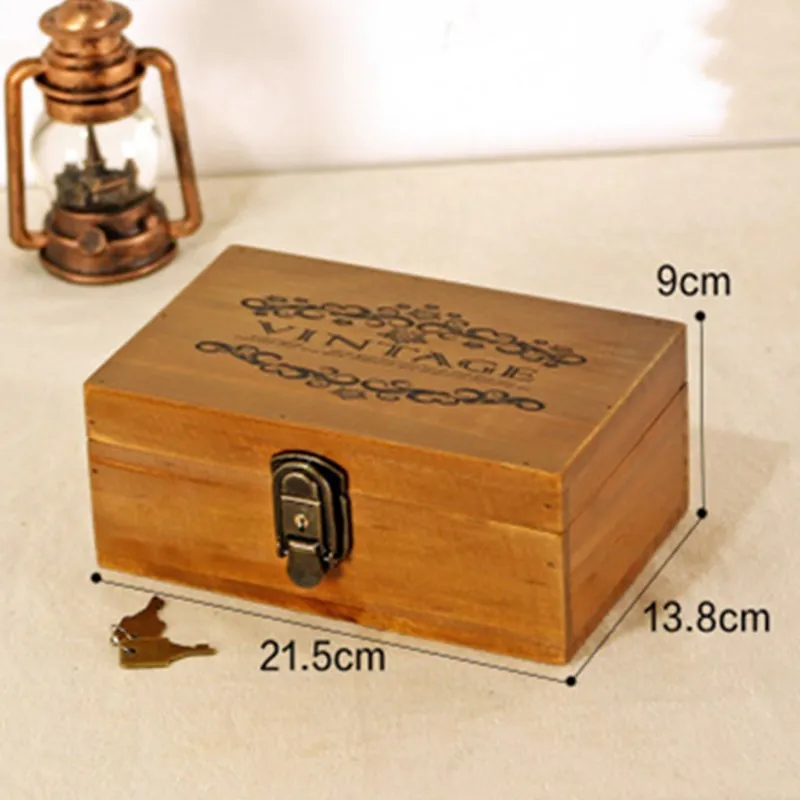 

Vintage Jewelry Storage Box Desktop Storage Metal Lock Wooden Cosmetics Storage Management Wooden Box Antique Jewelry Candy Box
