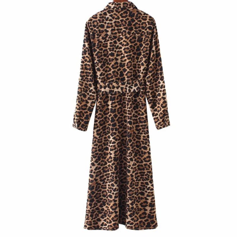 Женское платье рубашка ARMEDEO с леопардовым принтом поясом и бантом Повседневное