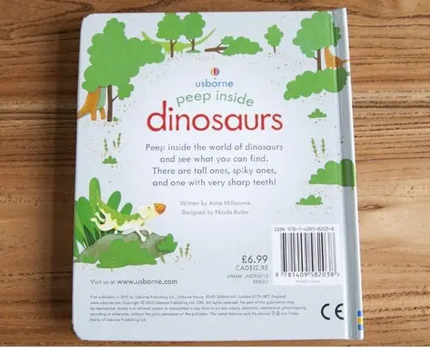 Usborne открытым внутри динозавры 1 шт. английский поучительный рисунок книги для
