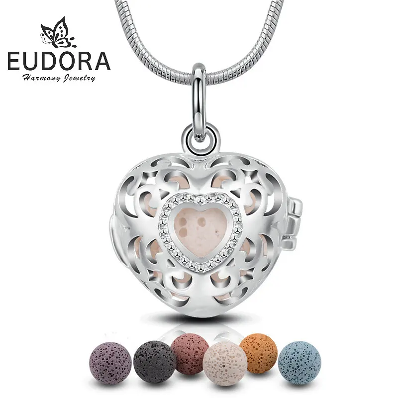 Eudora 12 мм Духи диффузор медальон кулон ожерелье Лава fit 7 шт. камень из вулканической лавы мяч для женщин ювелирные изделия подарок на день рождения K64