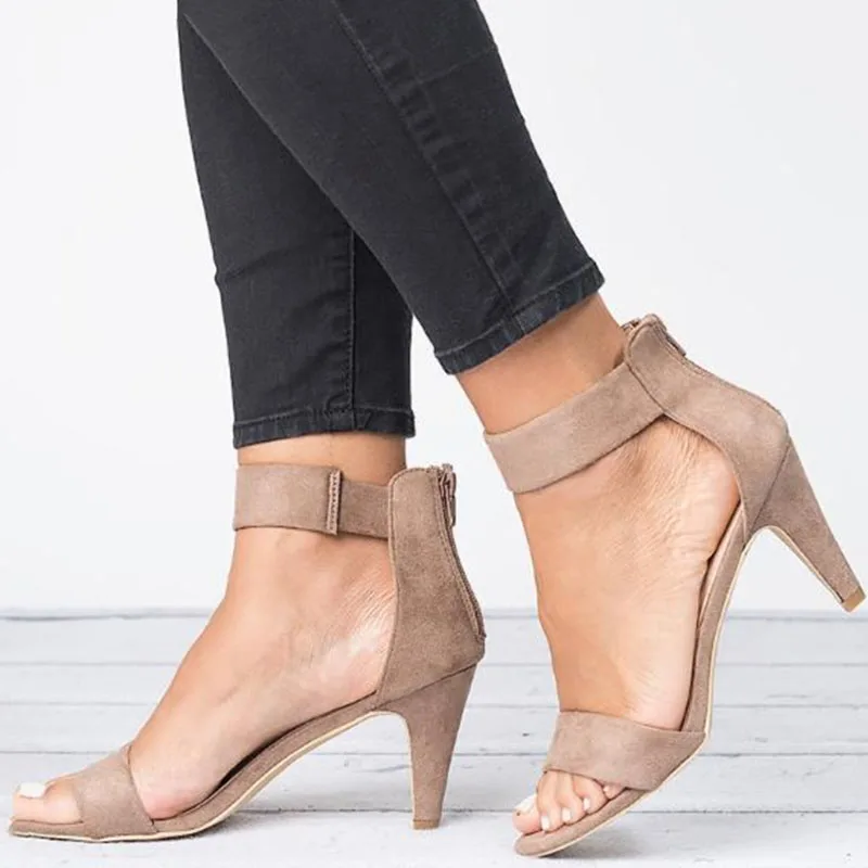 Женские сандалии на среднем каблуке летняя обувь с открытым носком 5 см женские