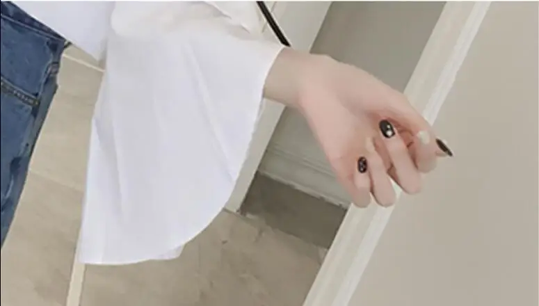 Новинка модная женская одежда рубашки свободные с рукавом-колокольчиком