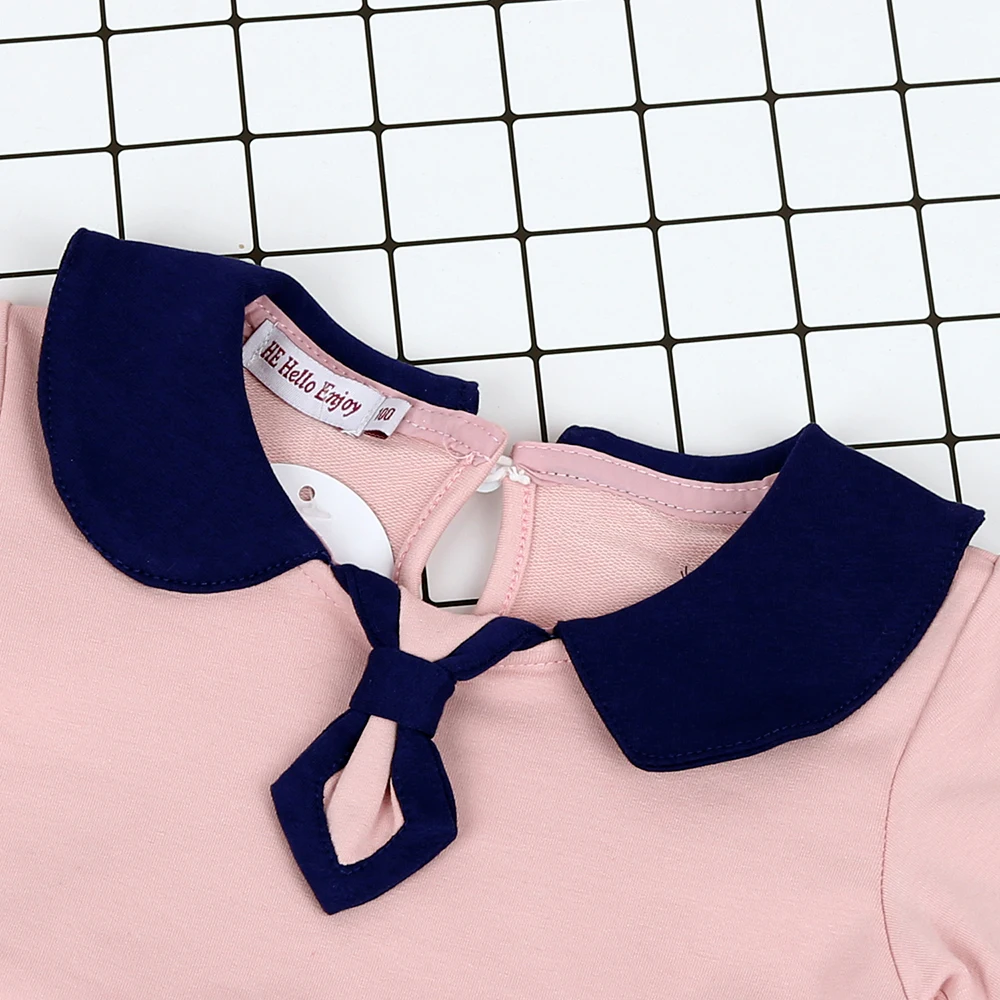 HE Hello Enjoy Girls Party Dress Kids Princess Navy Collar Solid Belle Sweater Spring Autumn Children Girl Wedding | Детская одежда и