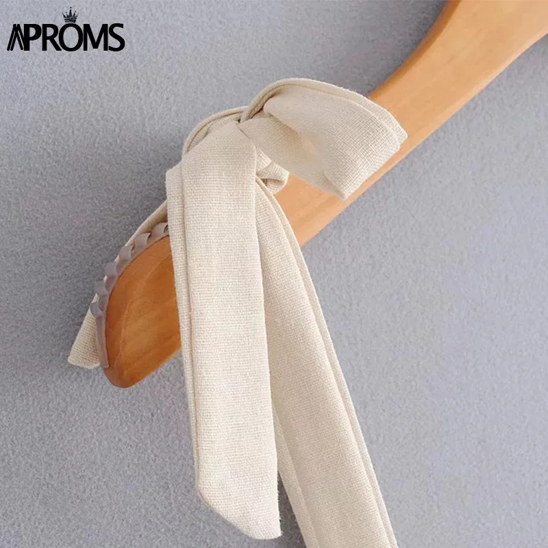 Aproms, Элегантный квадратный вырез, галстук-бабочка, льняное мини-платье, для женщин, летнее, сексуальное, жабо, свободные платья, крутой, для девушек, пляжный сарафан, халат
