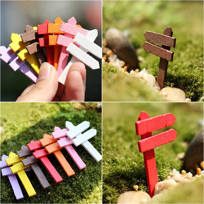 1 шт. DIY искусственная миниатюра Fingerpost деревянные поделки красочный уличный знак садовые инструменты рукоделие изготовление вывесок художественный подарок