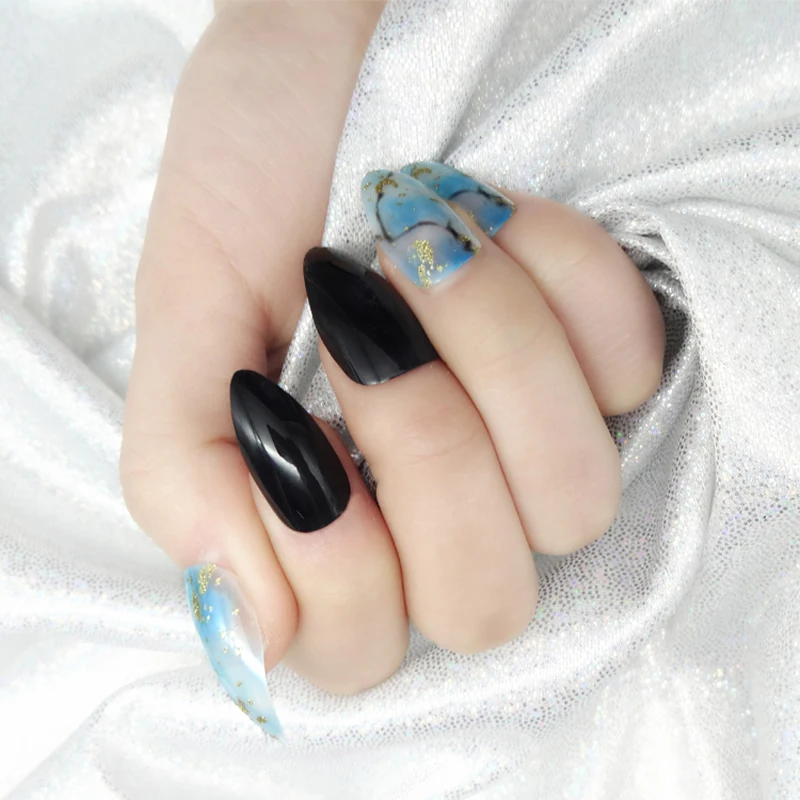 24 шт. накладные ногти с клеем красные черные розовые|Накладные ногти| |