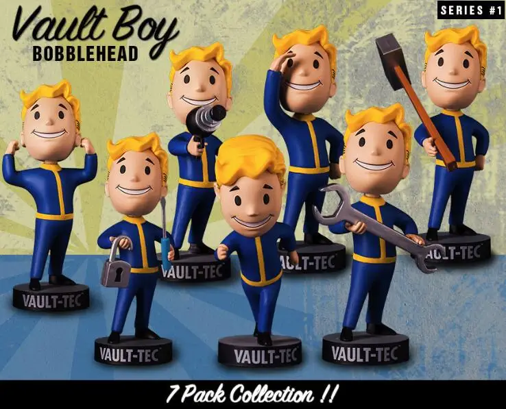 Gaming Heads Fallout 4 Bobblehead Cute Vault Boy Series 1 Action Figure Collectible Model Toys