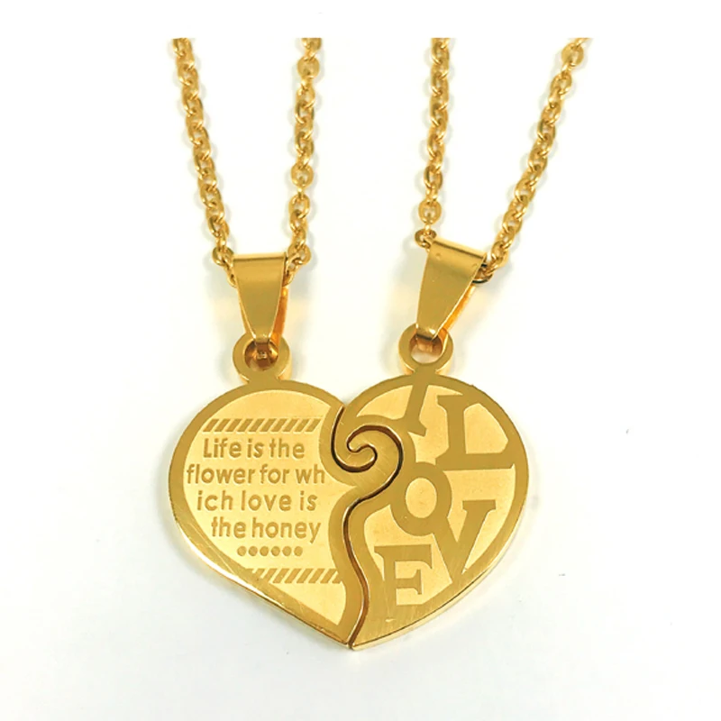 Ожерелье с двумя половинками в форме сердца ожерелье надписью Love Forever Promise для пар