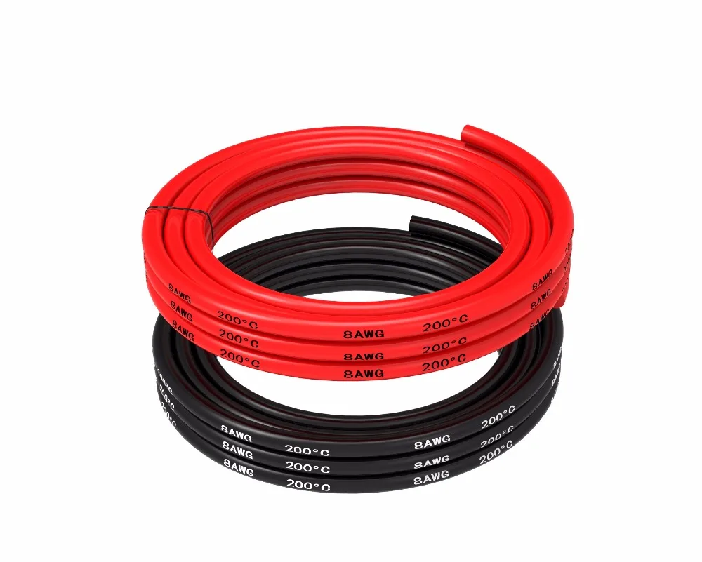 Фото 8 AWG Электрический провод аккумуляторный кабель [1,5 м черный и 1,5 м красный] 8AWG-1650 жилы луженой медной проволоки, припой быстро №3