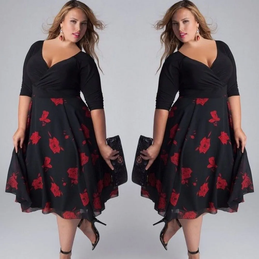 Women dress Charming Floral Print Summer Patchwork Maxi Dress SexyShort Sleeve Vintage Boho Beach Plus Size Dress Vestidos