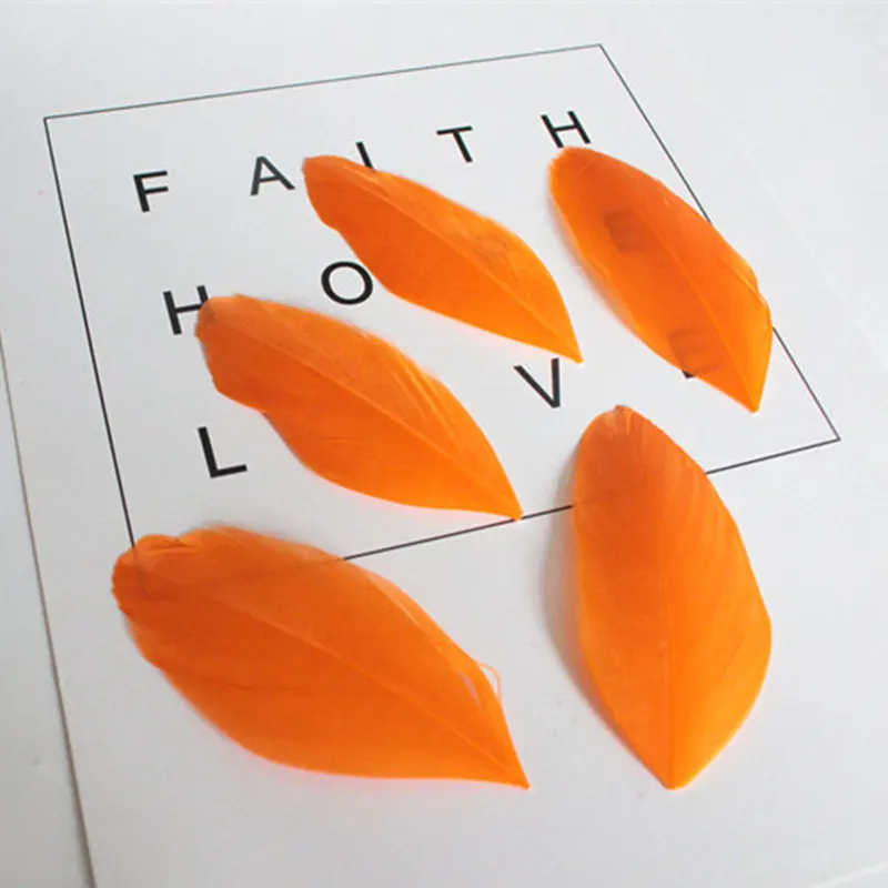 orange 50pcs Розничная, 50 шт., 4-8 см, цветные гусиные перья, отделка, свадебное платье, украшения, рукоделие, перья для аксессуаров - Цвет: orange 50pcs
