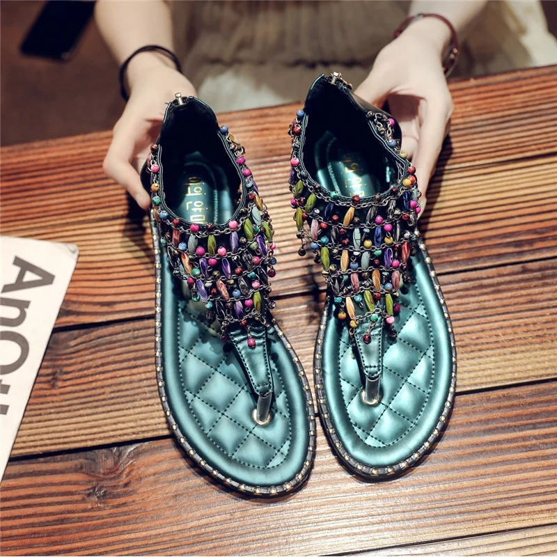 Сандалии-Вьетнамки Новинка 2019 года сезон лето Недорогая модная обувь в богемном