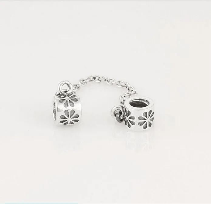 Винтажные Цветы цепь безопасности амулеты Подходит Европейский Пандора браслет