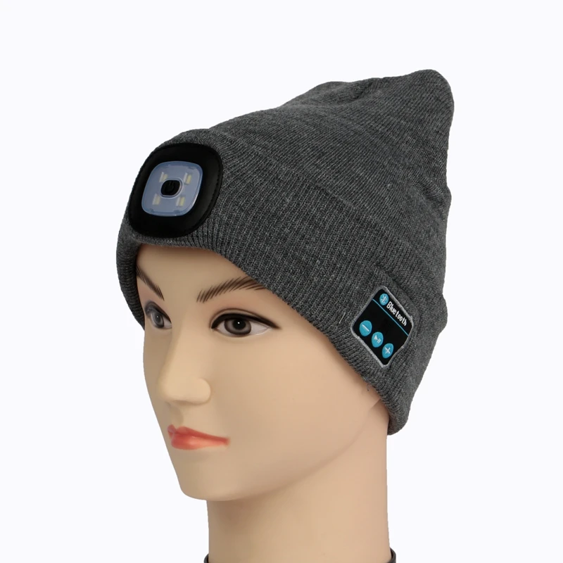 Моющийся Bluetooth 4 светодиодный музыкальное бини-шапка для наушников с заряжаемая через интерфейс USB Колонка унисекс для женщин и мужчин Беспроводная умная шапка