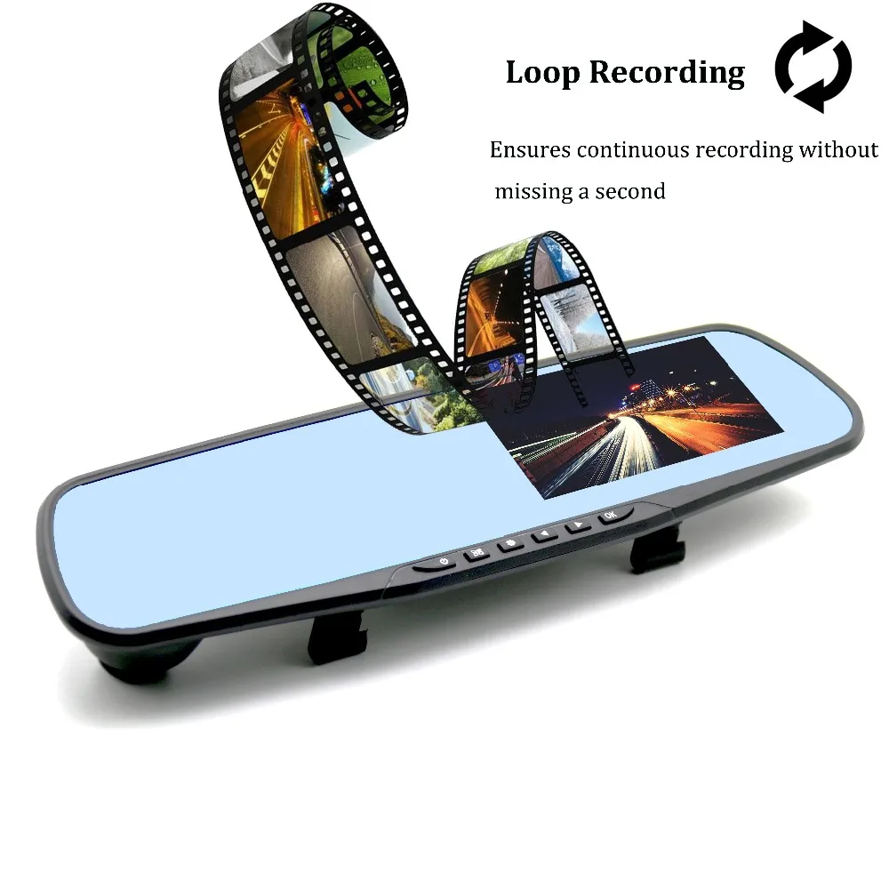 Автомобильный видеорегистратор Камера заднего вида 1080P 4 3 дюймов широкоугольный