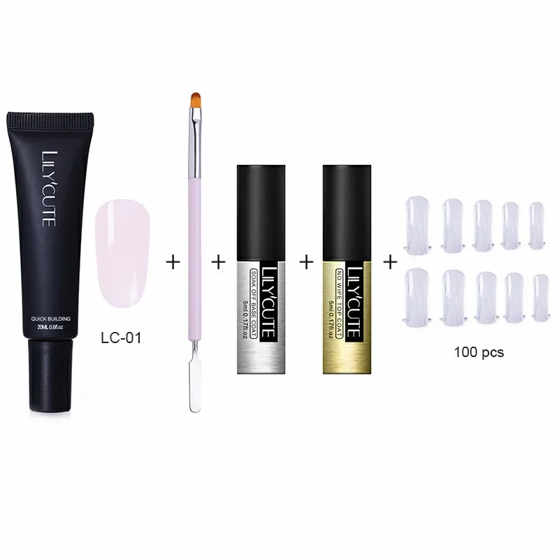 5pcs-LC01 LILYCUTE 20 мл Быстрое расширение поли УФ-гель розовый белый металл с прозрачными кристаллами светодиодный акриловый строительный гель для ногтей - Цвет: 5pcs-LC01