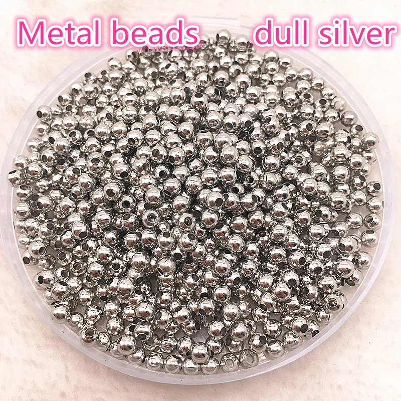 04dull silver Фурнитура для ювелирных изделий Diy 3-8 мм Золотые/серебряные/Бронзовые/серебристые металлические бусины гладкие шарики для изготовления ювелирных изделий - Цвет: 04dull silver