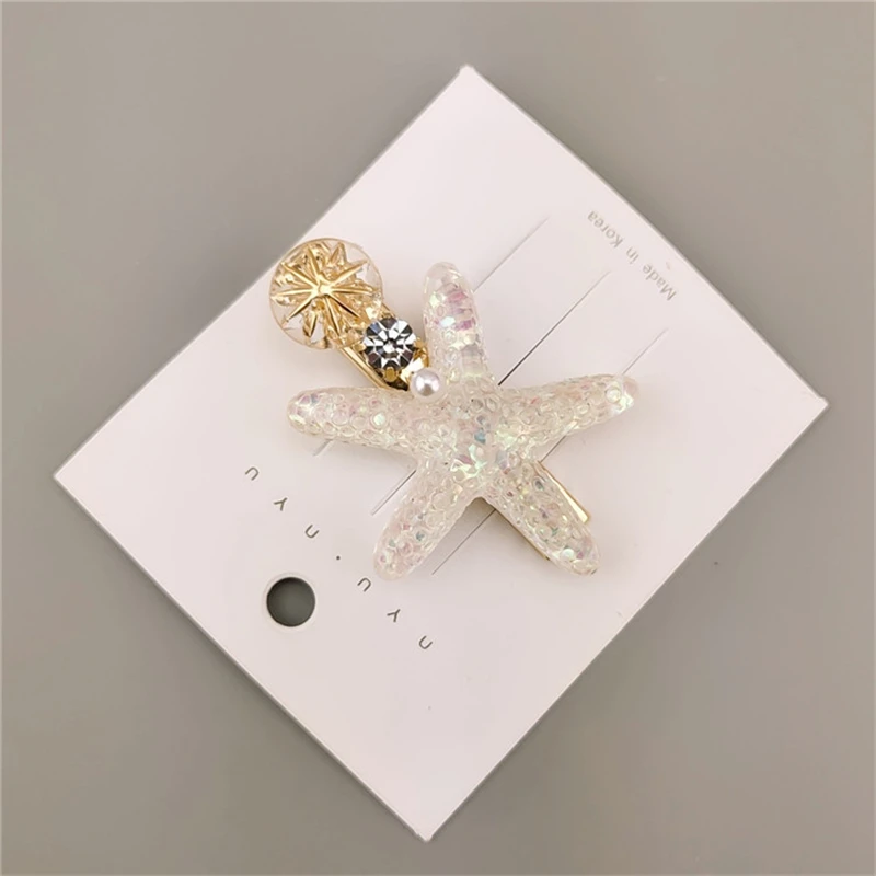 Заколка невидимка женская элегантная пляжная заколка с морскими звездами модный