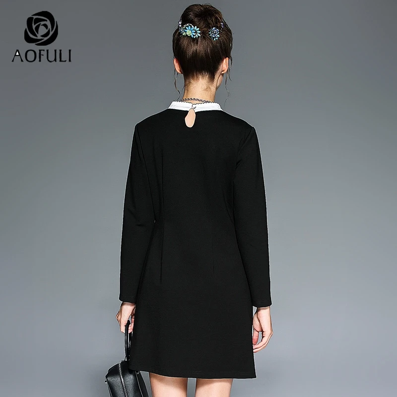 L/2XL/3XL Ретро Одри Хепберн стильный галстук бабочка платье осень зима Офисная Леди