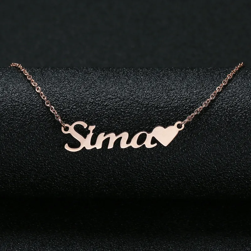 New Fashion Custom Name Heart Pendant Necklace Cursive Women Holiday Beach Statement Jewelry Handmade Birthday Gift | Украшения и
