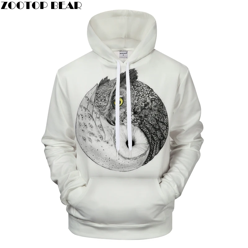 

Owl Prints Hoodie 3D Printing Mens Hoodies 2020 Mens Clothing Sweatshirts Pullover Drop Ship ZOOTOP BEAR