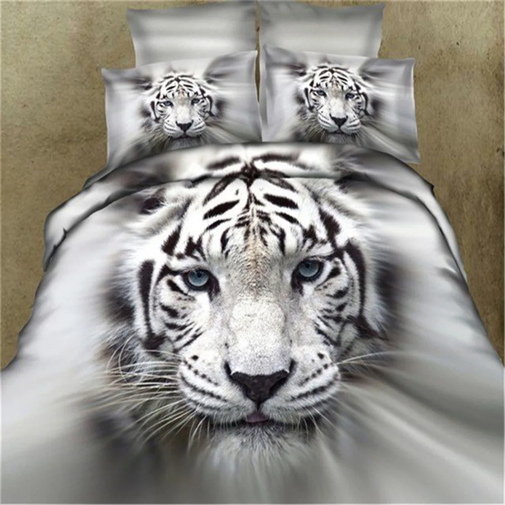 

Hot Sale Digital Printing White Tiger Bed Sheet Cover 3D Bedding Four Sets Of Home Textiles