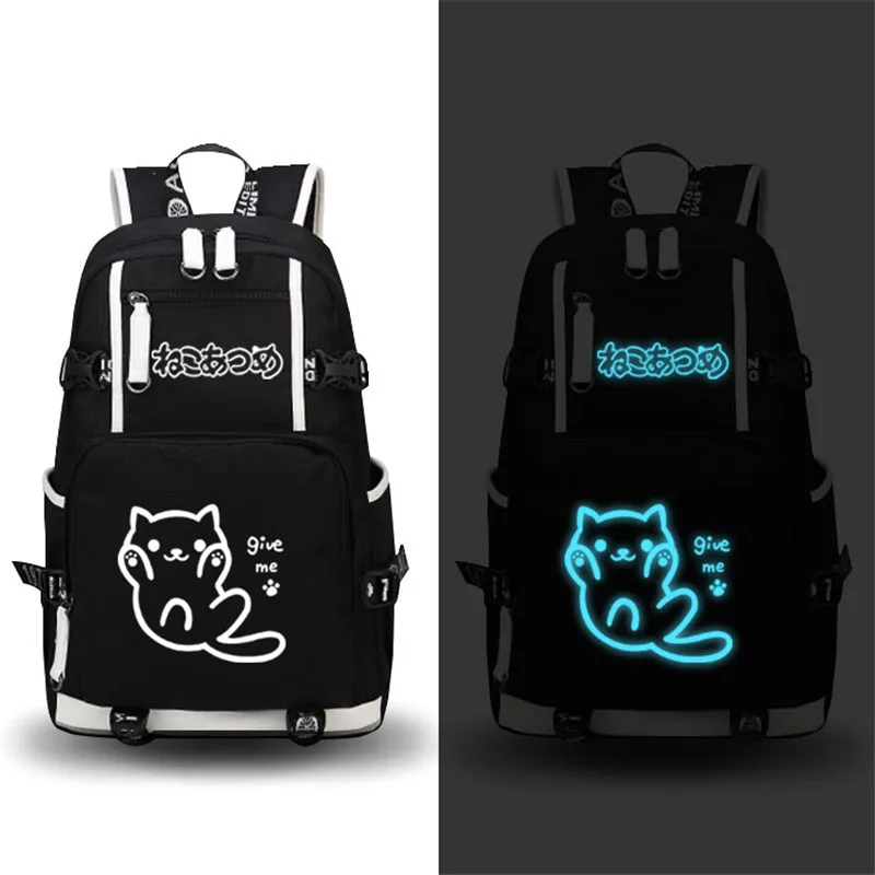 Женский рюкзак с рисунком аниме Neko Atsume школьный из парусины большой для ноутбука