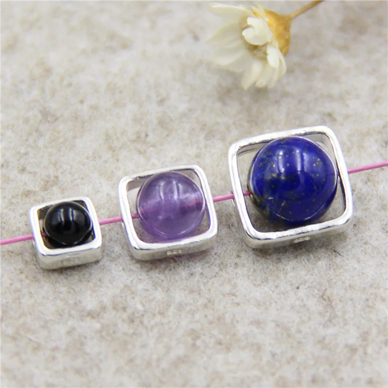 2 шт./лот серебро 925 пробы квадратные разделительные бусины позиционирование