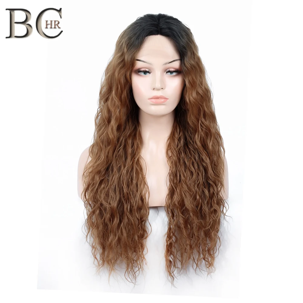 

BCHR Synthetic Lace Wig Kinky Curly Ombre Blonde Wigs For Women Heat Resistant Fiber Hair
