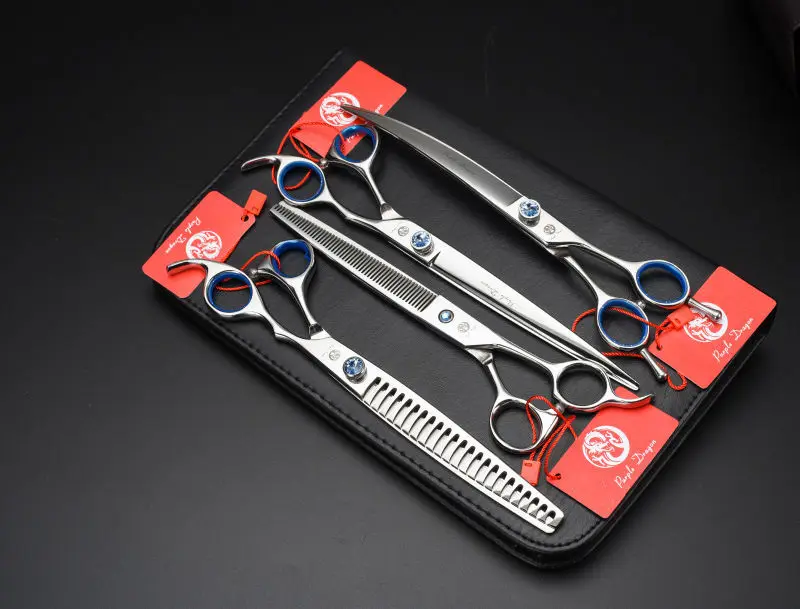 8 INCH Professional Pet scissors sets JP440C 61HRC Straight &amp 2 Thinning Curved 3PCS/package | Красота и здоровье