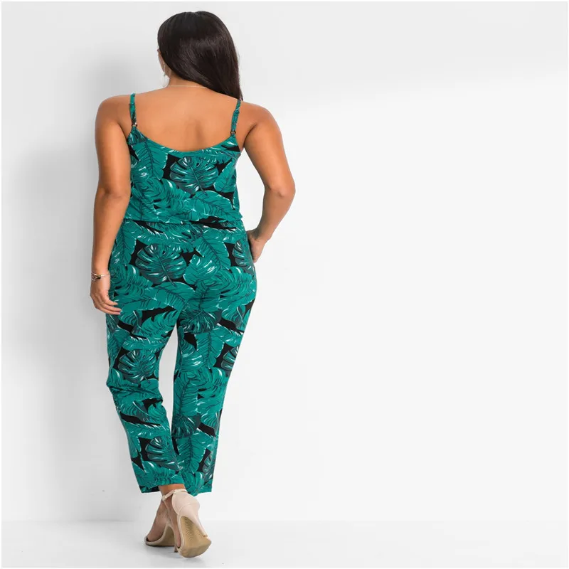 Women's Beach Leisure V-neck Sling Print Siamese Pants Jumpsuits Женская одежда