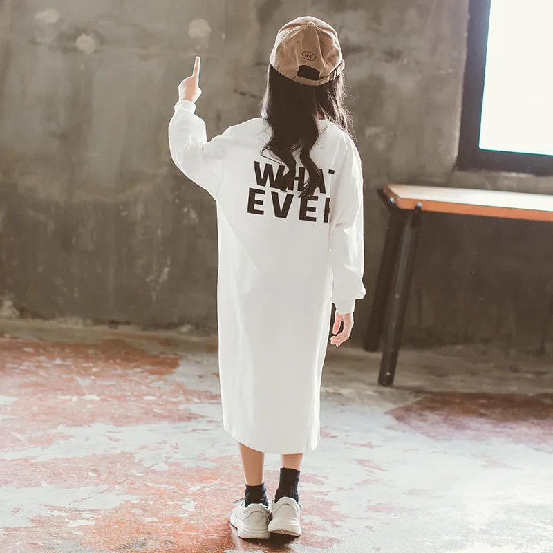 Платья ZSIIBO для девочек весеннее платье-футболка с длинными рукавами и принтом в