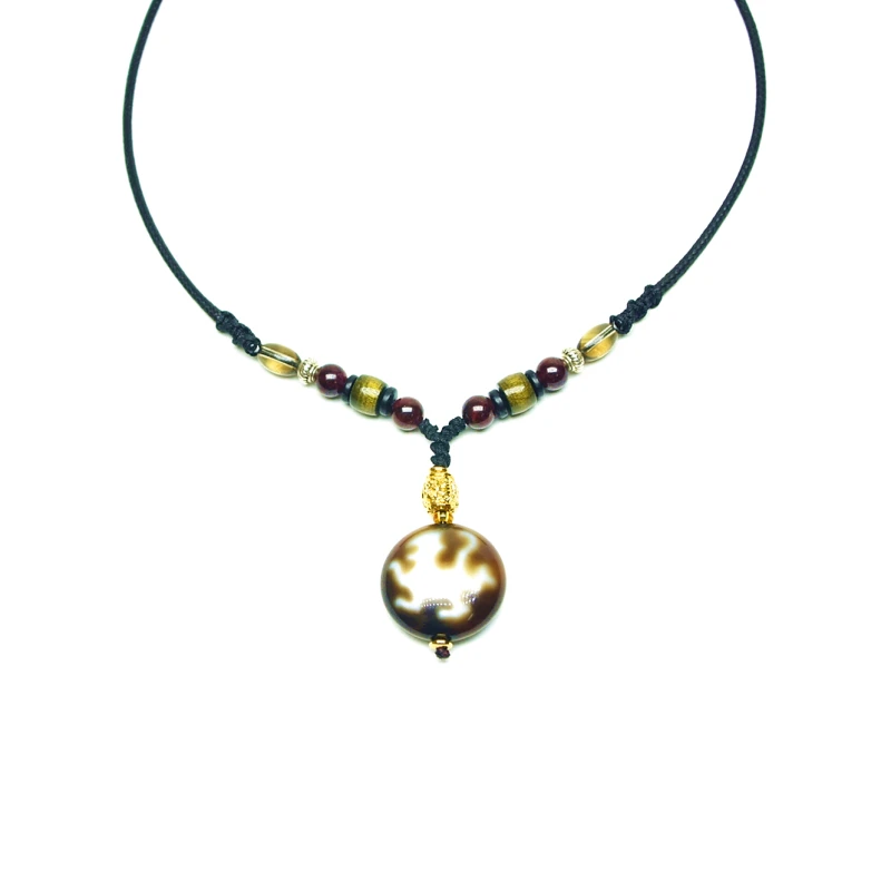 Белый Агат 21 мм круглая дзи женская подвеска ожерелье чайный кристалл гранат