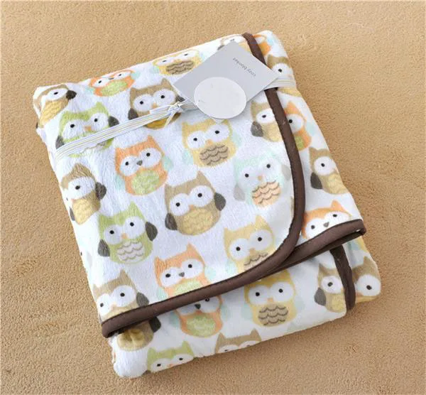 Модное детское одеяло carters в европейском стиле С Рисунком Слона и совы голубое до