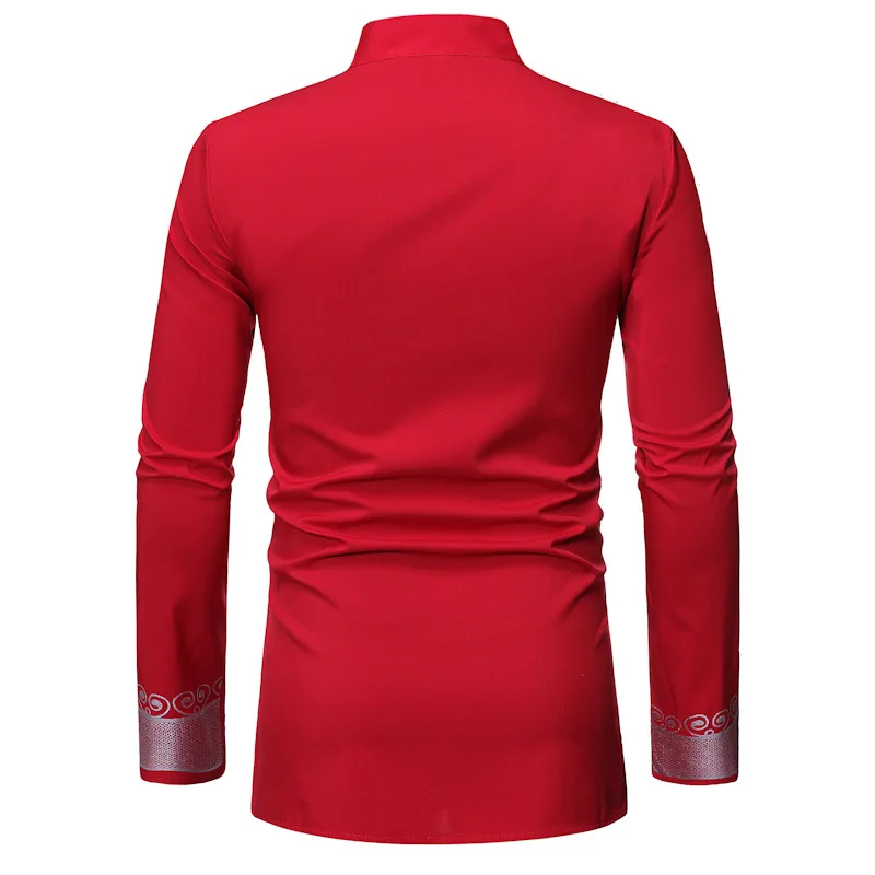 Черная африканская рубашка с воротником стойкой для мужчин 2019 модные