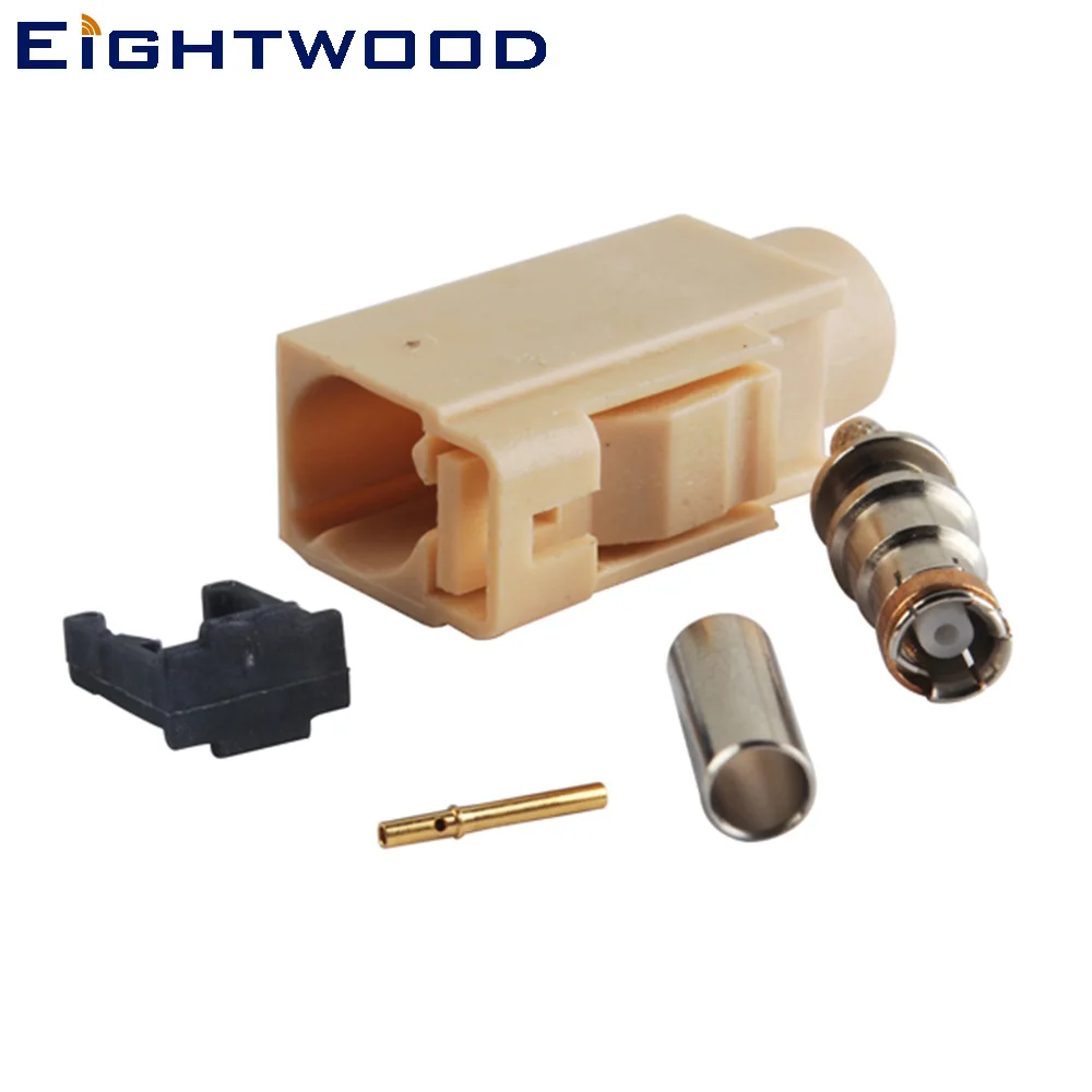 Eightwood 5PCS Car Wifi Bluetooth Antenna Reciever Adapter Fakra Code I Jack RF Connector Beige/1001 Crimp for RG58 LMR195 Cable