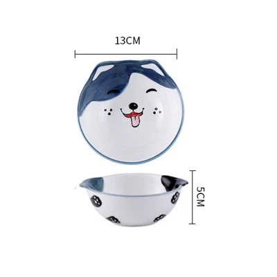 Husky Bowl Креативные милые Керамика собака Стиль тарелка рисовая чаша для супа, салата ложка набор фарфоровой посуды малыша детская посуда подарок - Цвет: Husky Bowl