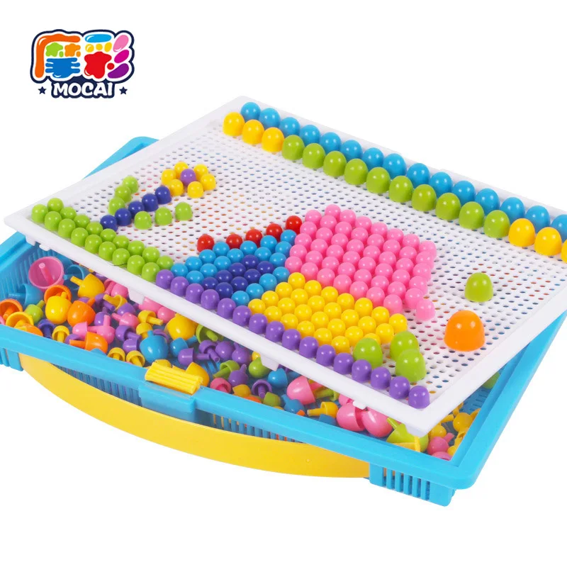

Mocai 295pcs Mushroom Nail Toys for Children Inserting Plate Combined Kindergarten Kids Aged Wholesale No Magnetic Blocks