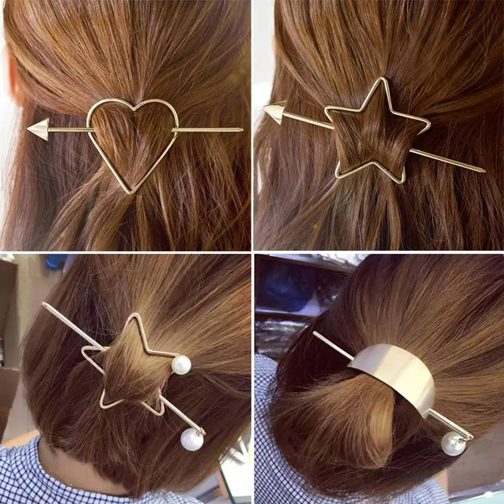 

Heart Hollow Pearl Metal Hairpin Simple Temperament Headdress Hair Accessories