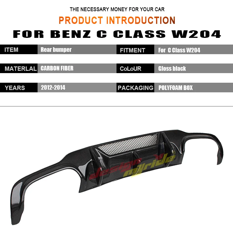 Для Mercedes C W204 C204 Saloon/Coupe/Estate/Sports задний бампер диффузор W/Vent Carbon Fiber V Look Direct Fix с