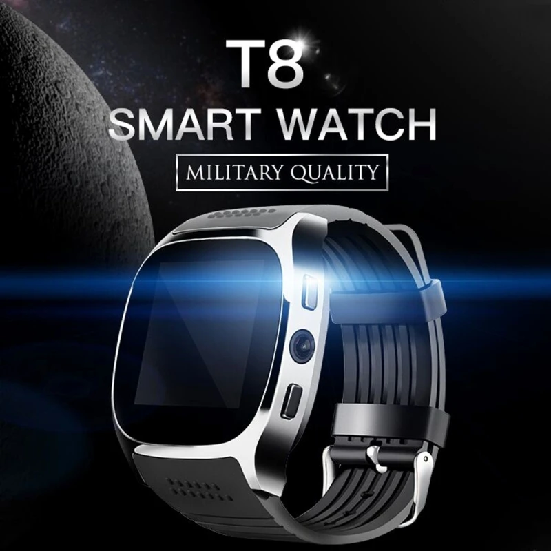 Умные часы T8 с экраном 1 54 дюйма IPS GSM BT V3.0 шагомером камерой MTK6261D монитор сна FM