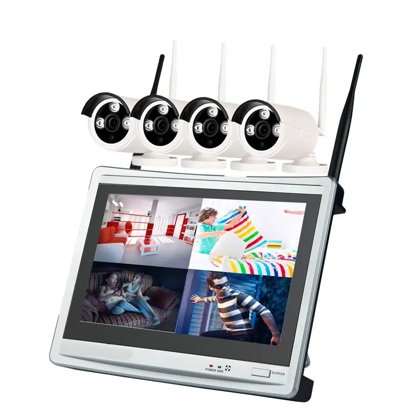 ACCEWIT 4 канала 960 P Беспроводной NVR комплект 12 5 дюймов ЖК дисплей Wi Fi 4X1 0 Мп IP камеры с