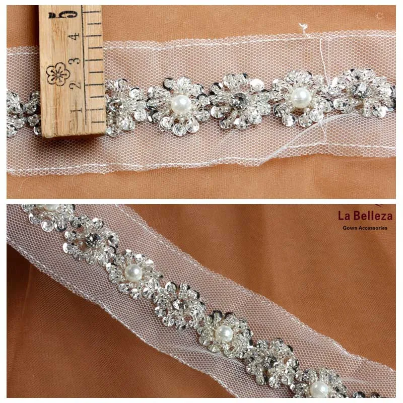 La Belleza Off white silver handmade lace trim 1cm-3cm width wholesale SNT170802-4 - Цвет: NO.8  5.5 yards