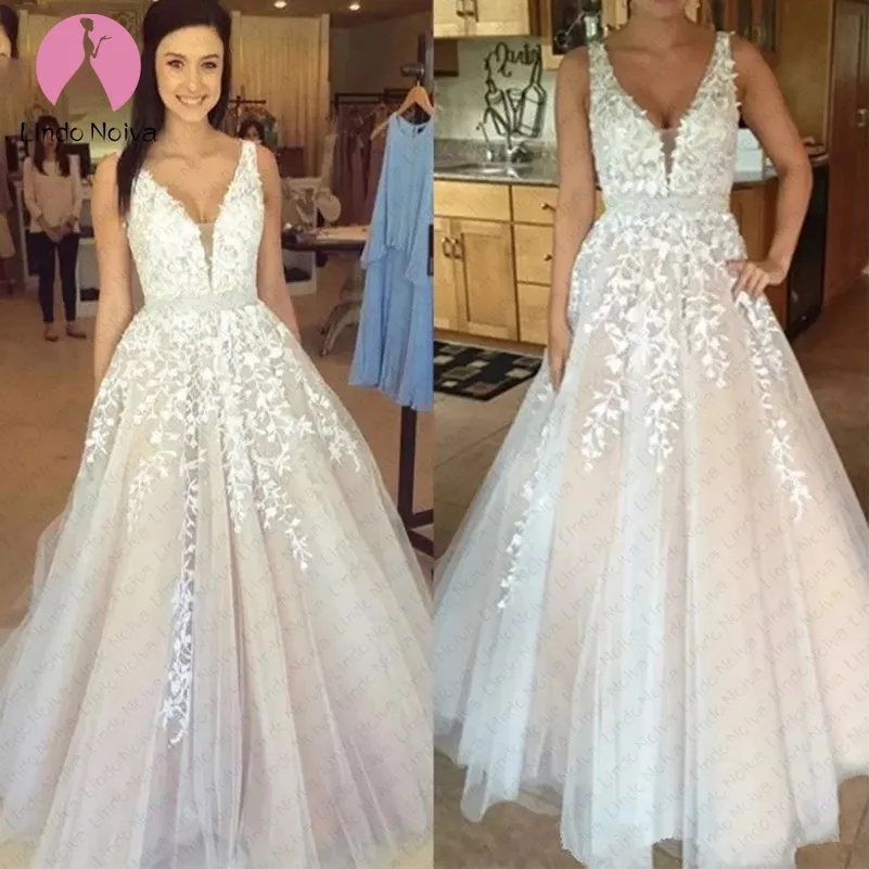 Vestido de noiva сексуальное кружевное пляжное свадебное платье с Боковым Разрезом, новинка, свадебное платье с круглым вырезом на заказ
